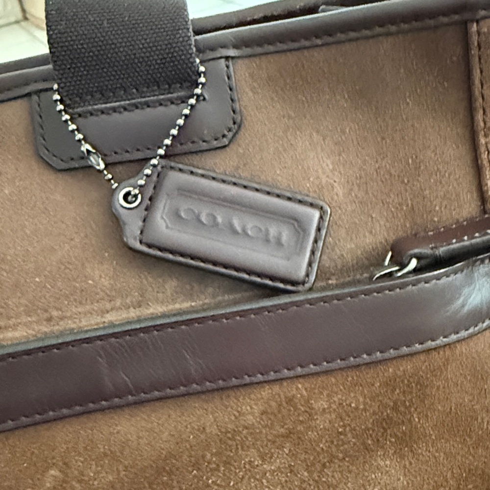 Coach Dark Brown Suede Messenger Bag - Picture 3 of 11